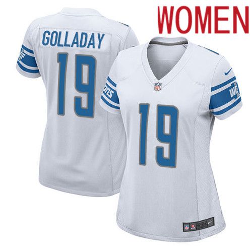Women Detroit Lions 19 Kenny Golladay Nike White Game Player NFL Jersey